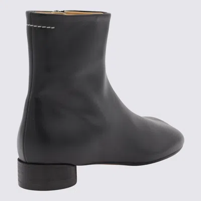 Mm6 Maison Margiela Logo Embroidered Block Heel Ankle Boots In Black