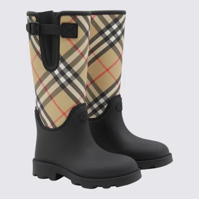 Burberry Rubber Marsh Checked Nylon And Rubber Rain Boots In Black