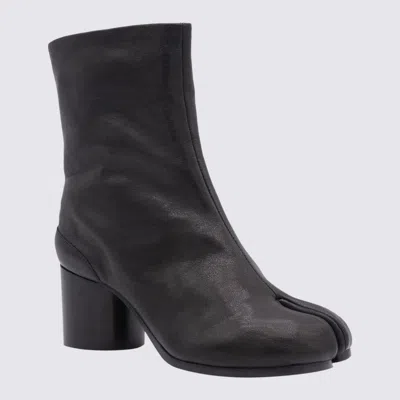 Maison Margiela Black Leather Tabi Boots In Black