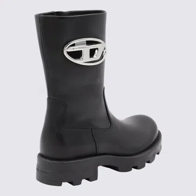 Diesel D-hammer-biker Boots In Shiny Leather In Black