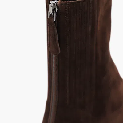 Aquazzura Pointed Toe Brown Suede Ankle Booties In Black