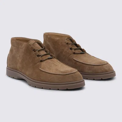 Tod's Leather Ankle Boots Suitable For Desert Terrain In Brown