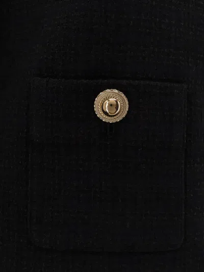Self-portrait Faux Fur-cuff Buttoned Jacket In Black