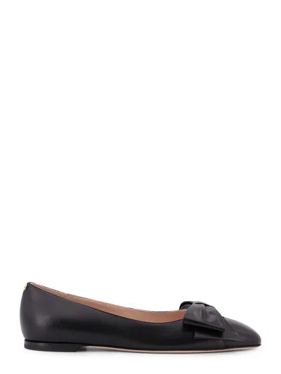 Valentino Leather Ballerinas With Iconic Bow Detail In Black