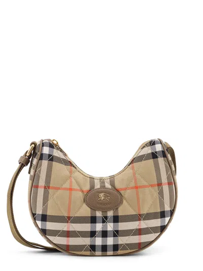 Burberry Horseshoe Check Quilted Canvas Hobo Bag In Nude