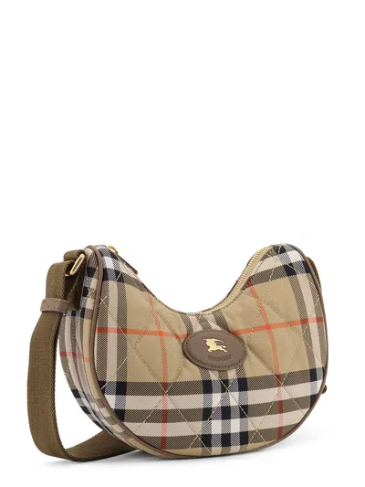 Burberry Horseshoe Check Quilted Canvas Hobo Bag In Nude