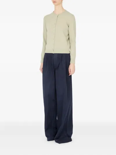 Maison Margiela Wool Buttoned Crew Neck Cardigan In Neutral