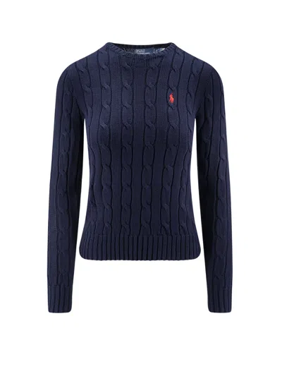 Polo Ralph Lauren Blue Cable-knit Cotton Crewneck Sweater In Blue