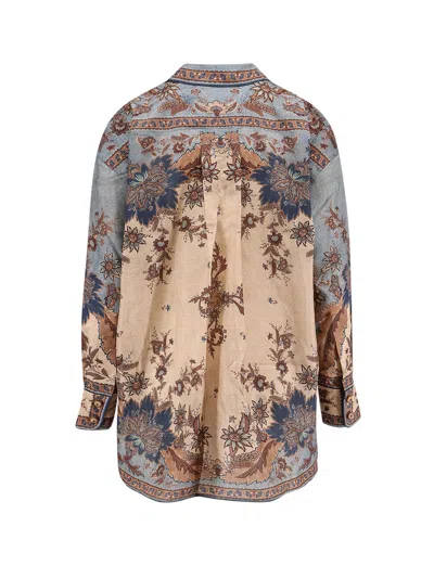Zimmermann Ascension Manstyle Printed Silk Shirt In Multi