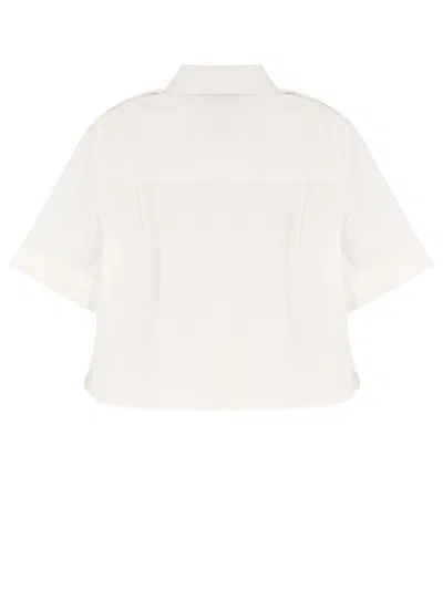 Tory Burch Camp Short Sleeved Button-up Shirt In White
