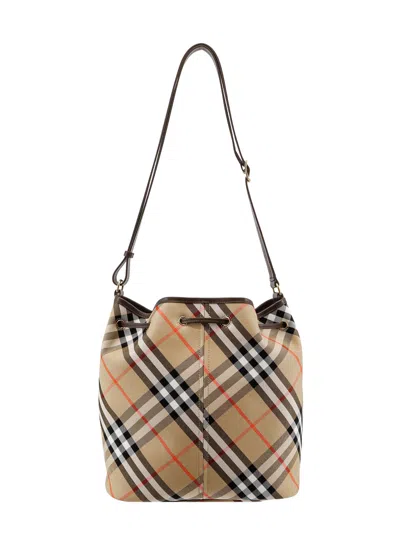 Burberry Canvas Bucket Bag With Check Motif