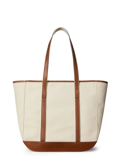 Polo Ralph Lauren Canvas Shoulder Bag With Leather Profiles