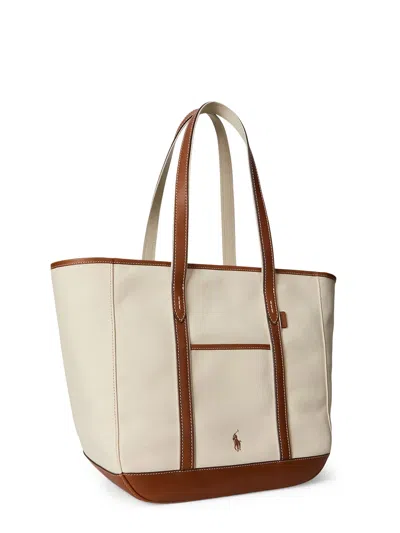 Polo Ralph Lauren Canvas Shoulder Bag With Leather Profiles