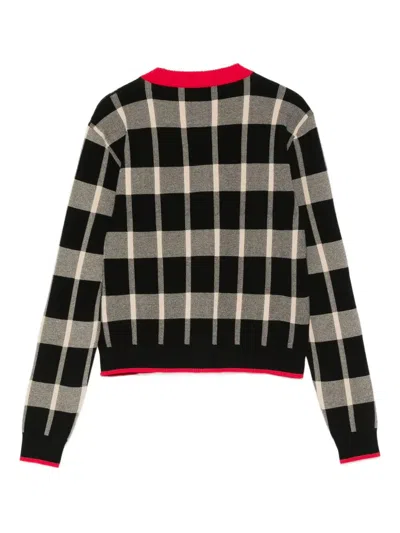 Msgm Crew Neck Checked Pattern Knitwear