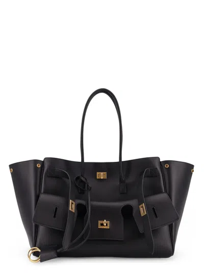 Balenciaga All Day Croco Leather Shoulder Bag In Black