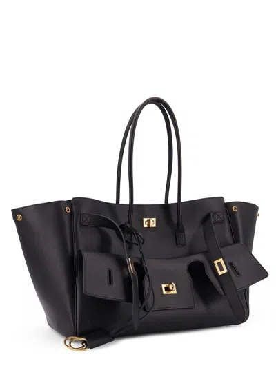 Balenciaga All Day Croco Leather Shoulder Bag In Black