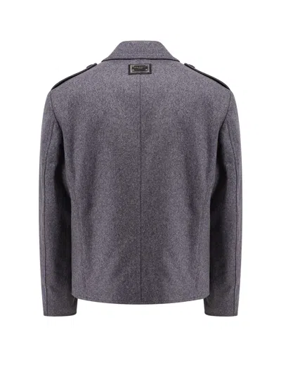 Dolce & Gabbana Double-breasted Wool Coat With Epaulets And Modern Cut In Gray