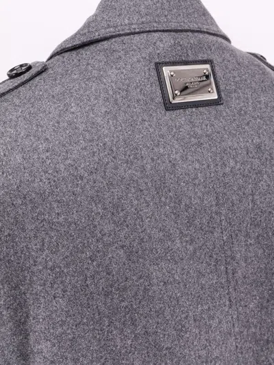 Dolce & Gabbana Double-breasted Wool Coat With Epaulets And Modern Cut In Gray