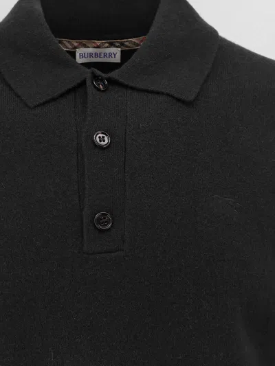 Burberry Men Cashmere Polo Sweater In Black