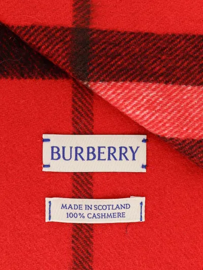 Burberry Check Pattern Cashmere Scarf With Fringed Profiles