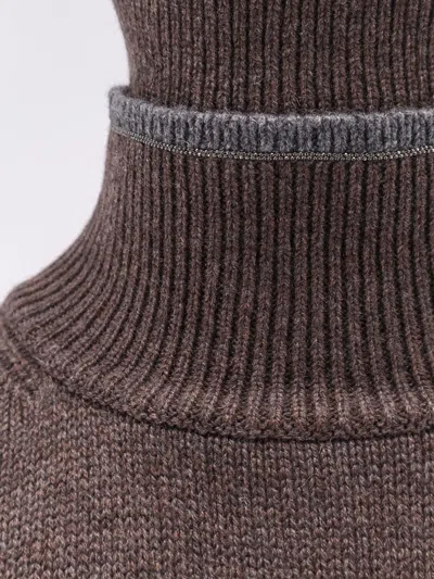 Brunello Cucinelli Women Cashmere Turtle-neck Sweater In Brown