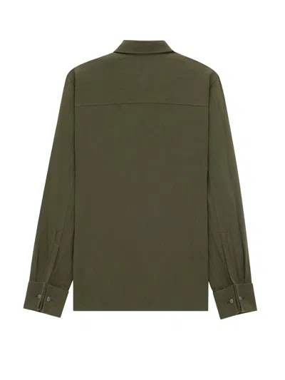 Saint Laurent Cassandre Linen And Cotton Shirt In Green