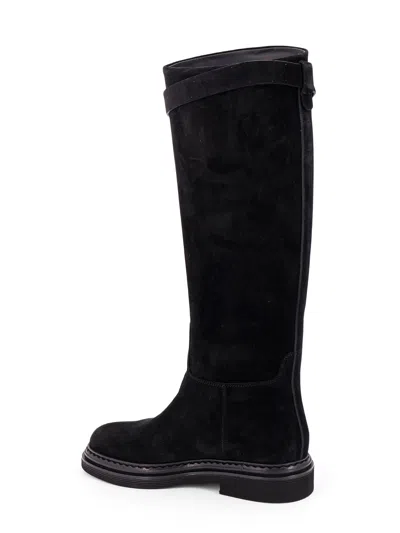 Dolce & Gabbana Cavallerizzo Suede Boots In Black