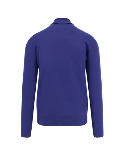Saint Laurent Blue Cashmere Wool Blend Turtleneck Sweater In Blue