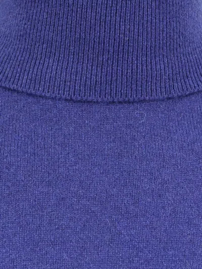 Saint Laurent Blue Cashmere Wool Blend Turtleneck Sweater In Blue