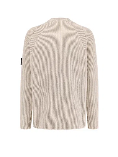 Stone Island Men Certified Virgin Wool And Cotton Sweater In White