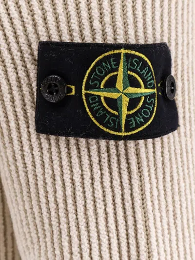 Stone Island Men Certified Virgin Wool And Cotton Sweater In White