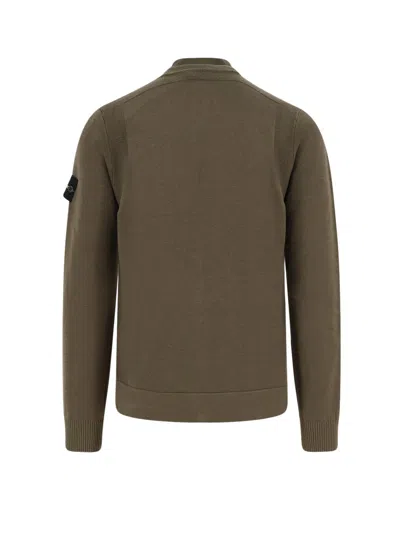 Stone Island Certified Virgin Wool Cardigan In Green