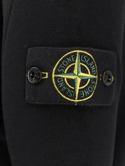 Stone Island Long Sleeve Ribbed Cuff Crew Neck Sweater In Black