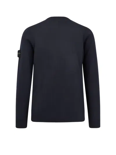 Stone Island Long Sleeve Ribbed Cuff Crew Neck Sweater In Blue