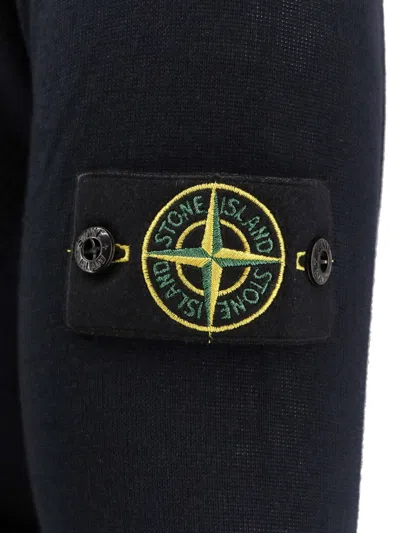 Stone Island Long Sleeve Ribbed Cuff Crew Neck Sweater In Blue