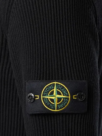 Stone Island Turtleneck Jumper With Finely Ribbed Trims In Black