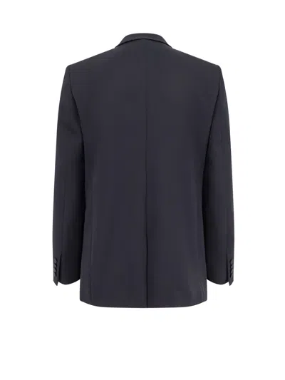 Saint Laurent Certified Wool Blazer With Satin Lapel In Multi