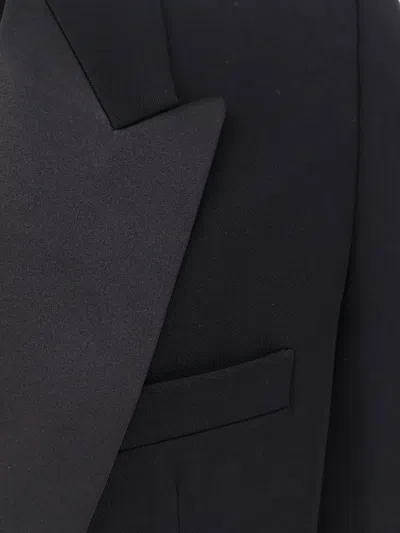 Saint Laurent Certified Wool Blazer With Satin Lapel In Multi