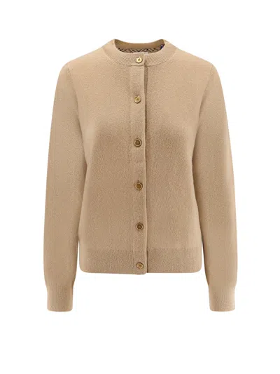 Burberry Clara Cashmere Blend Cardigan In Neutral