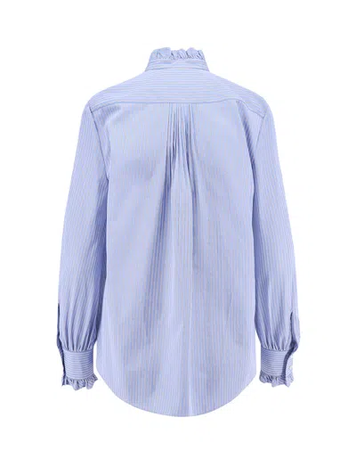 Valentino Classic Stripe Poplin Shirt In Blue