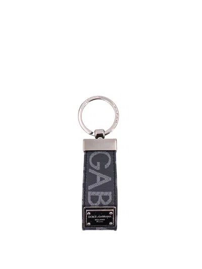 Dolce & Gabbana Coated Canvas Keychain With All-over Lettering Logo