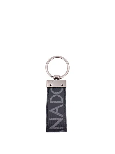 Dolce & Gabbana Coated Canvas Keychain With All-over Lettering Logo