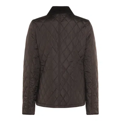 Burberry Oldham Black Quilted Jacket With Corduroy Collar In Tech Fabric Woman In Black