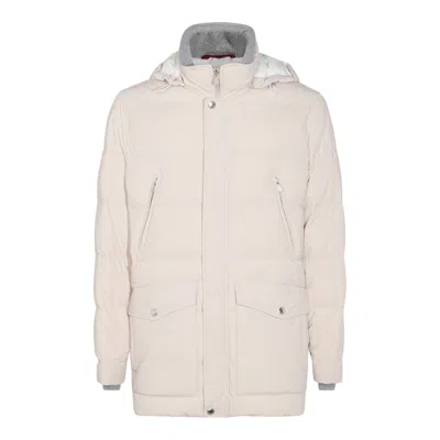 Brunello Cucinelli Coats Blacks And Greys In White
