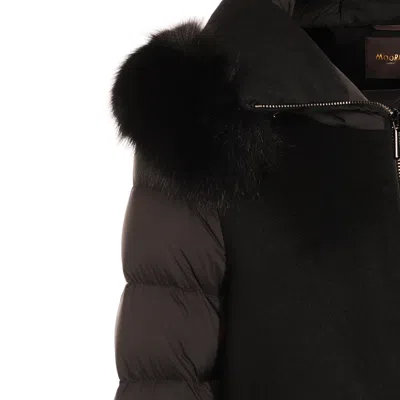 Moorer Medium-length Fresia Down Jacket With Hood And Fur In Black