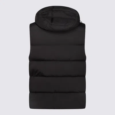 Moorer Padded Sleeveless Hooded Front Pockets Jackets In Black