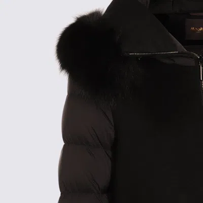 Moorer Medium-length Fresia Down Jacket With Hood And Fur In Black