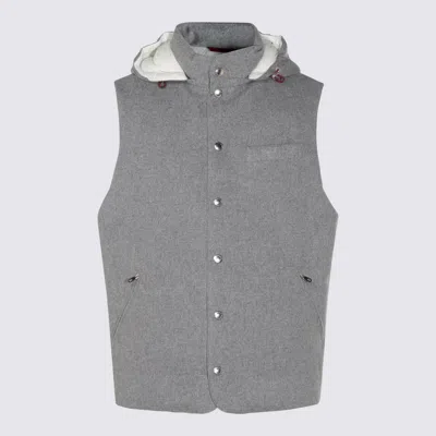 Brunello Cucinelli Grey Cotton Down Jacket In Gray