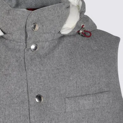 Brunello Cucinelli Grey Cotton Down Jacket In Gray