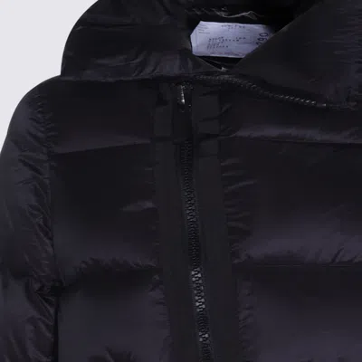 Sacai Black Nylon Down Jacket In Blue